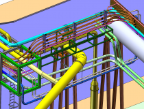 A model of rerouting of pipeline networks from the original route to a new pipeline bridge